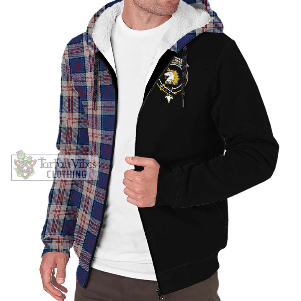 Stewart of Appin Hunting Dress Tartan Sherpa Hoodie with Family Crest and Half Of Me Style Unisex S - Tartanvibesclothing Shop