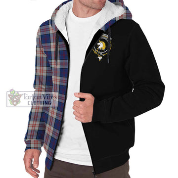 Stewart of Appin Hunting Dress Tartan Sherpa Hoodie with Family Crest and Half Of Me Style