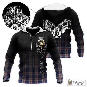 Stewart of Appin Hunting Dress Tartan Knitted Hoodie Featuring Alba Gu Brath Family Crest Celtic Inspired