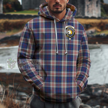 Stewart of Appin Hunting Dress Tartan Cotton Hoodie with Family Crest