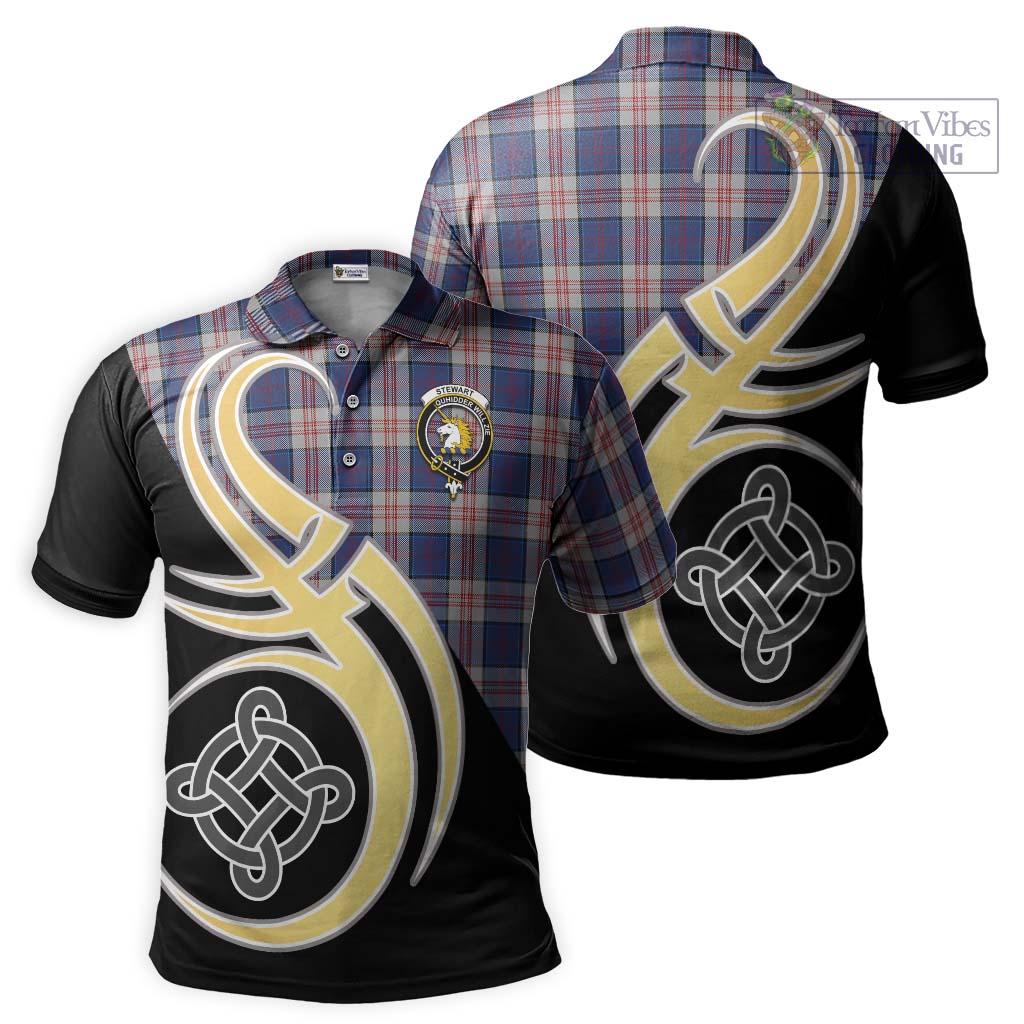 Tartan Vibes Clothing Stewart of Appin Hunting Dress Tartan Polo Shirt with Family Crest and Celtic Symbol Style