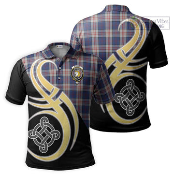 Stewart of Appin Hunting Dress Tartan Polo Shirt with Family Crest and Celtic Symbol Style