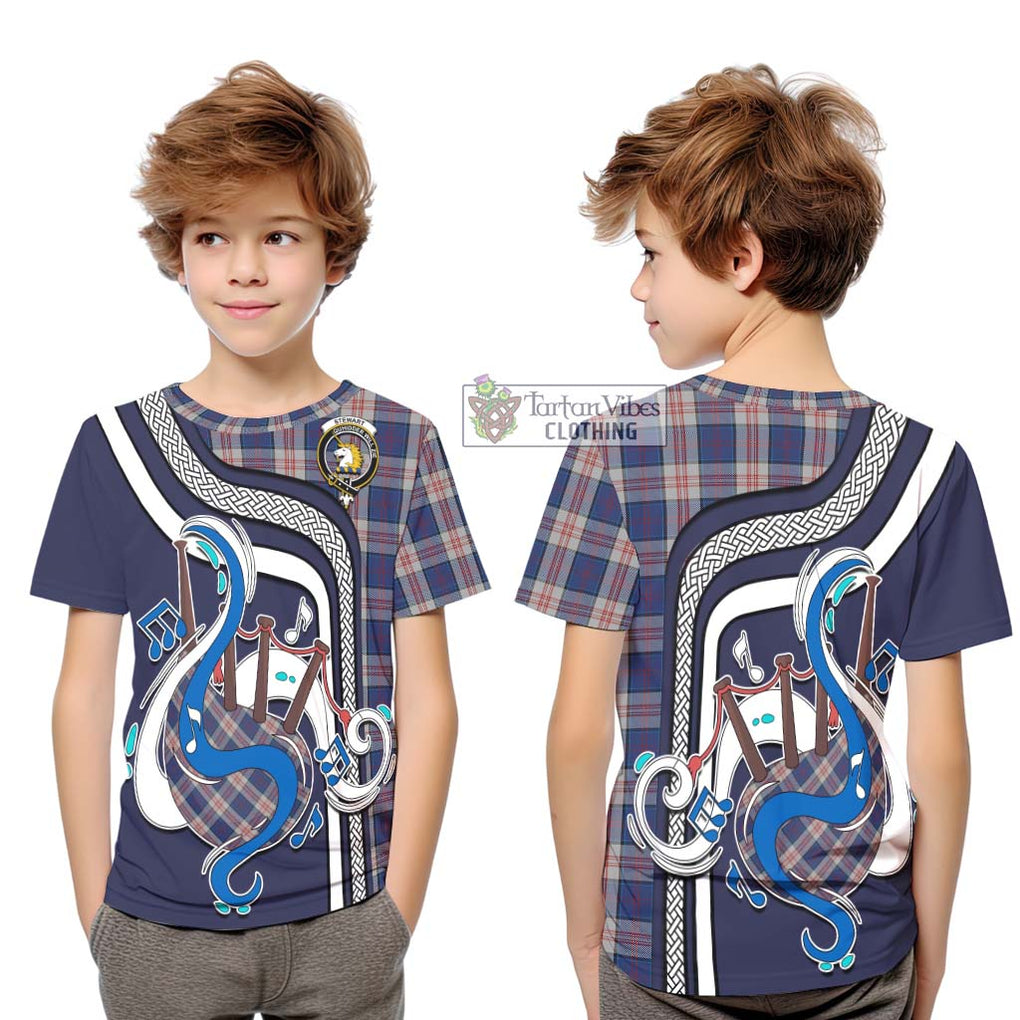 Tartan Vibes Clothing Stewart of Appin Hunting Dress Tartan Kid T-Shirt with Epic Bagpipe Style