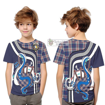 Stewart of Appin Hunting Dress Tartan Kid T-Shirt with Epic Bagpipe Style