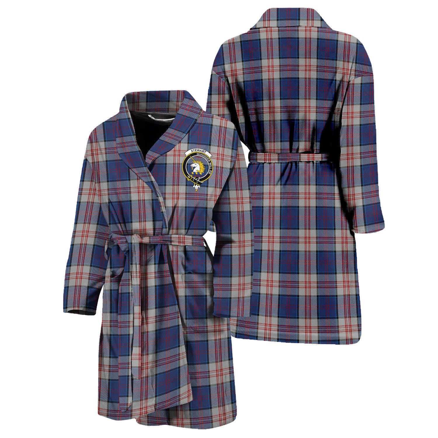 Stewart of Appin Hunting Dress Tartan Bathrobe with Family Crest Unisex S - Tartan Vibes Clothing