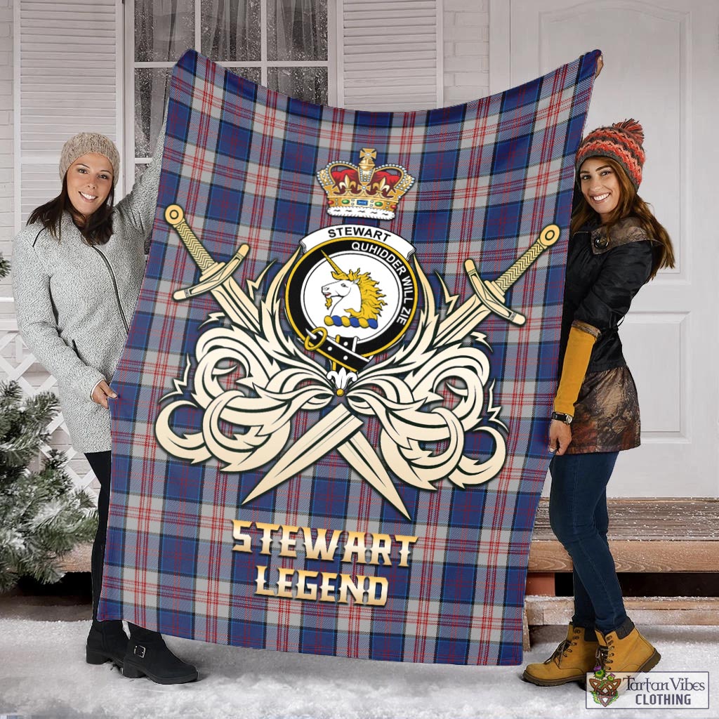 Tartan Vibes Clothing Stewart of Appin Hunting Dress Tartan Blanket with Clan Crest and the Golden Sword of Courageous Legacy