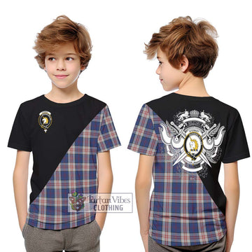 Stewart of Appin Hunting Dress Tartan Kid T-Shirt with Family Crest and Military Logo Style