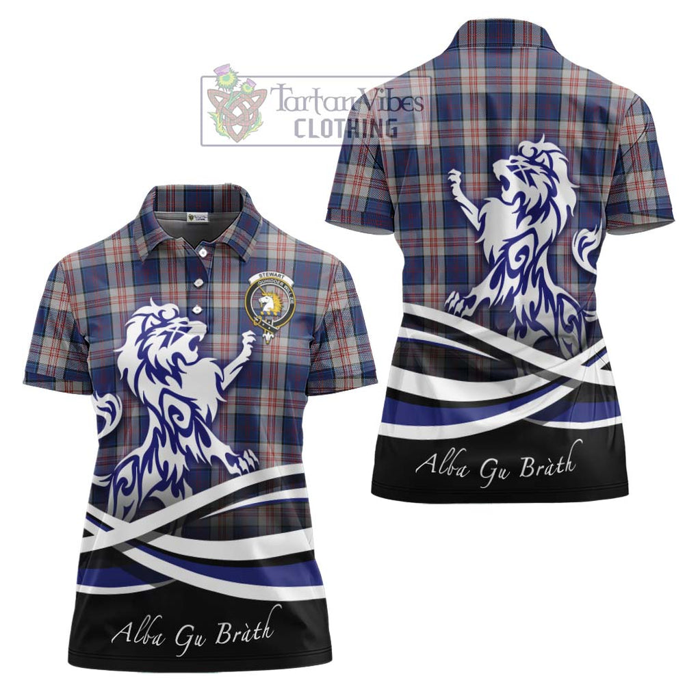 Stewart of Appin Hunting Dress Tartan Women's Polo Shirt with Alba Gu Brath Regal Lion Emblem Women - Tartanvibesclothing Shop