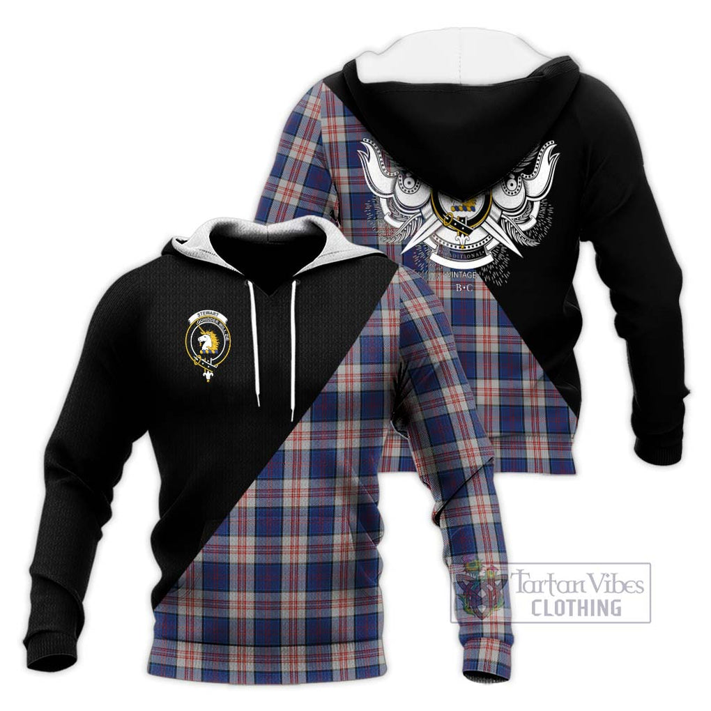 Stewart of Appin Hunting Dress Tartan Knitted Hoodie with Family Crest and Military Logo Style Unisex Knitted Pullover Hoodie - Tartanvibesclothing Shop