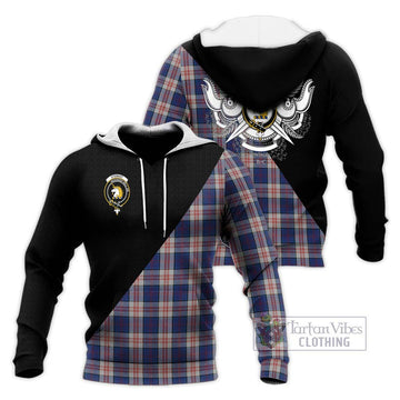 Stewart of Appin Hunting Dress Tartan Knitted Hoodie with Family Crest and Military Logo Style