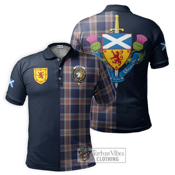 Stewart of Appin Hunting Dress Tartan Polo Shirt Alba with Scottish Lion Royal Arm Half Style