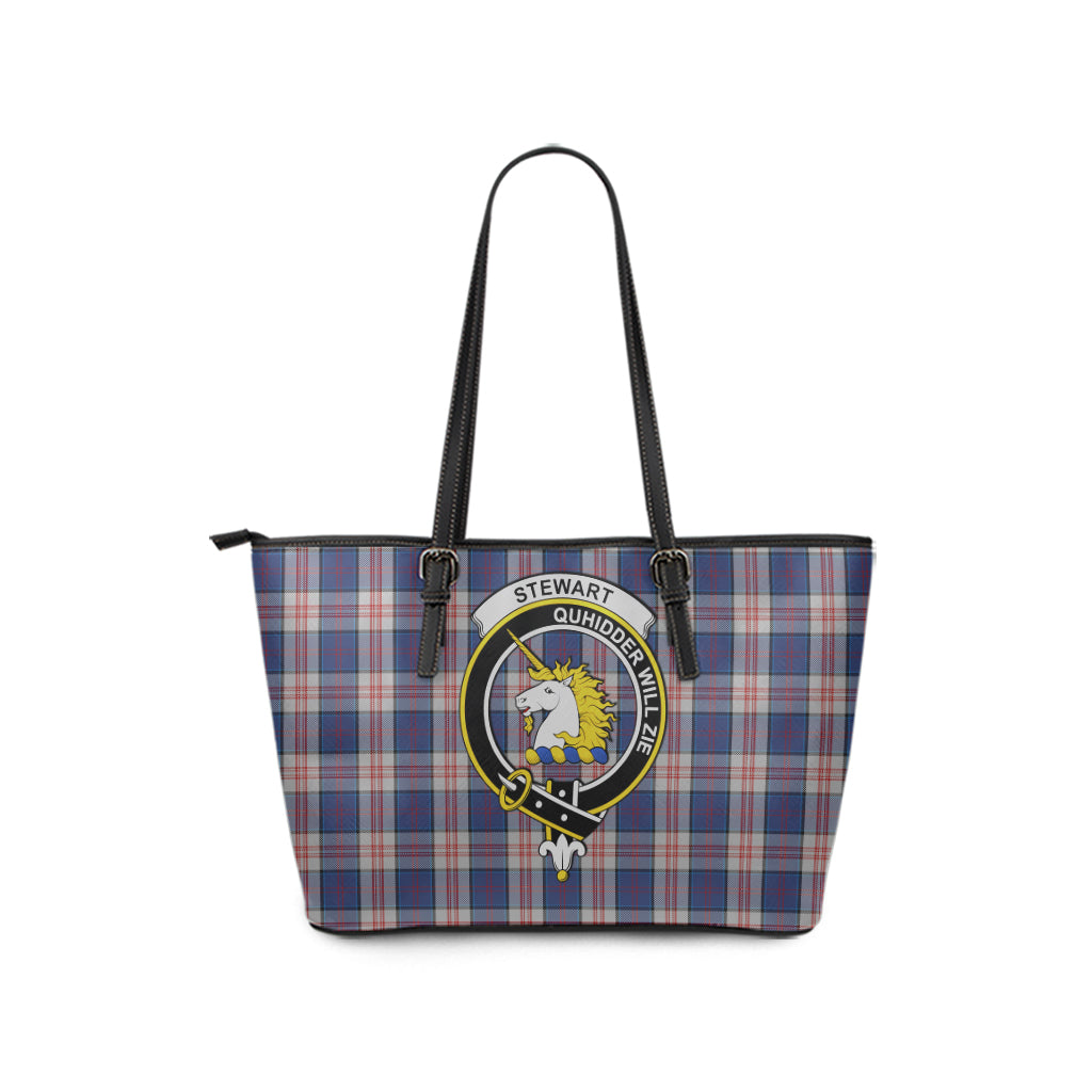 Stewart of Appin Hunting Dress Tartan Leather Tote Bag with Family Crest - Tartan Vibes Clothing