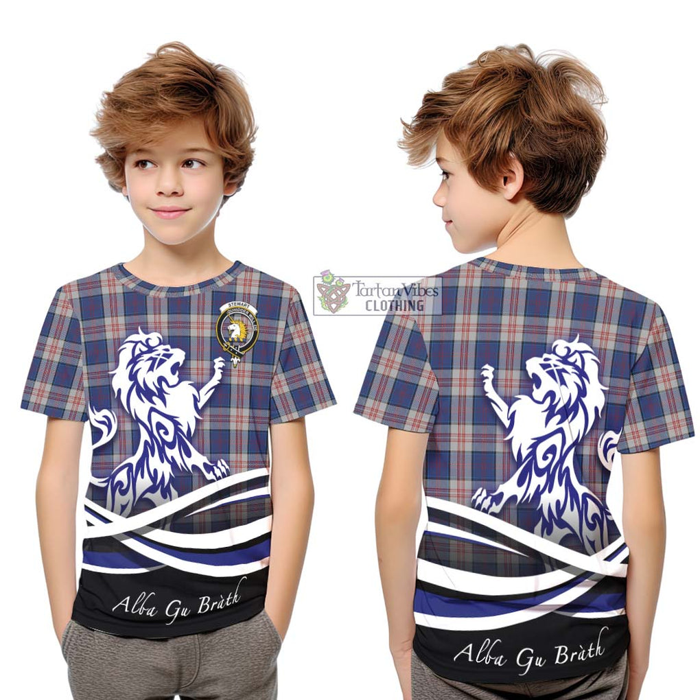 Stewart of Appin Hunting Dress Tartan Kid T-Shirt with Alba Gu Brath Regal Lion Emblem Youth XL Size14 - Tartanvibesclothing Shop