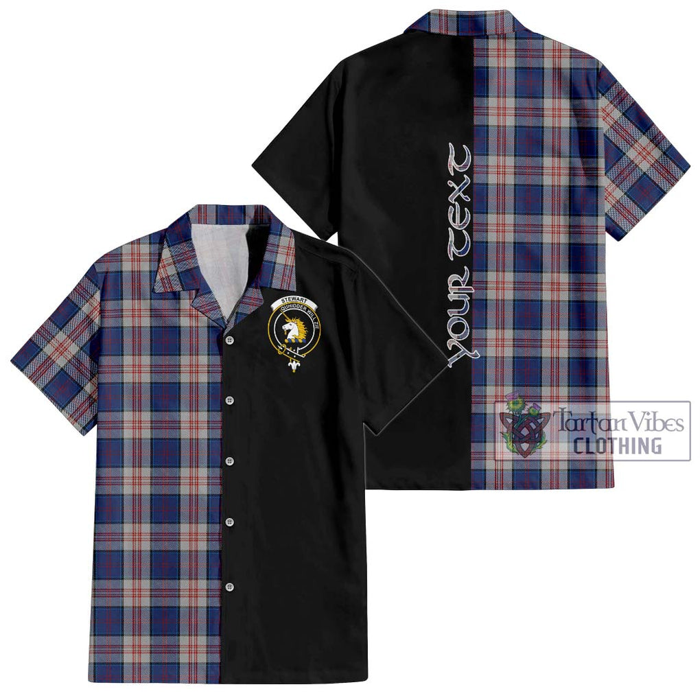 Stewart of Appin Hunting Dress Tartan Short Sleeve Button Shirt with Family Crest and Half Of Me Style Kid - Tartanvibesclothing Shop