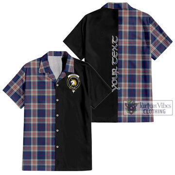 Stewart of Appin Hunting Dress Tartan Short Sleeve Button Shirt with Family Crest and Half Of Me Style