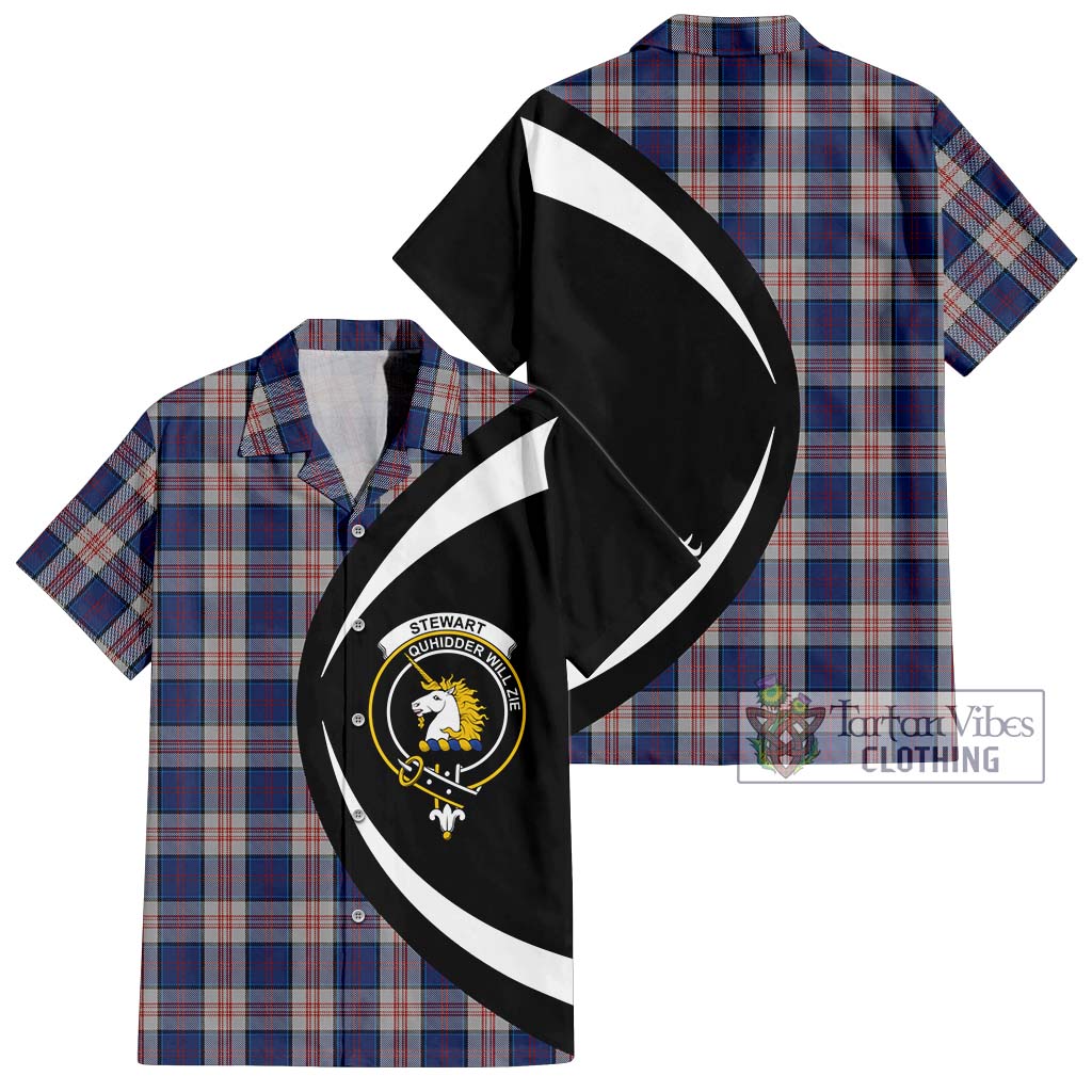 Stewart of Appin Hunting Dress Tartan Short Sleeve Button Up with Family Crest Circle Style Kid - Tartan Vibes Clothing