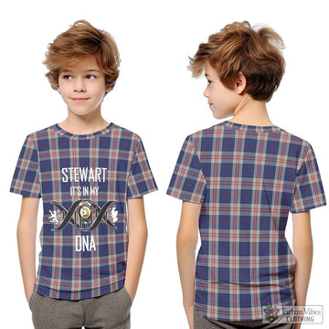 Stewart of Appin Hunting Dress Tartan Kid T-Shirt with Family Crest DNA In Me Style