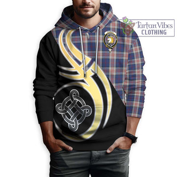 Stewart of Appin Hunting Dress Tartan Hoodie with Family Crest and Celtic Symbol Style