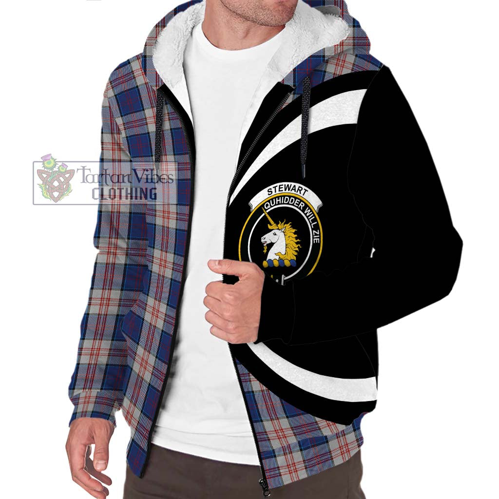 Stewart of Appin Hunting Dress Tartan Sherpa Hoodie with Family Crest Circle Style Unisex S - Tartan Vibes Clothing