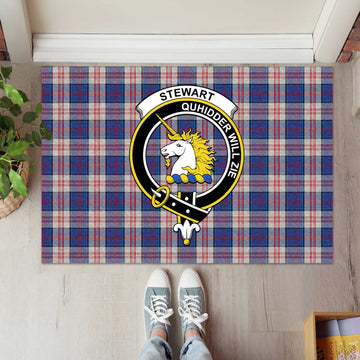 Stewart of Appin Hunting Dress Tartan Door Mat with Family Crest