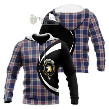 Stewart of Appin Hunting Dress Tartan Knitted Hoodie with Family Crest Circle Style