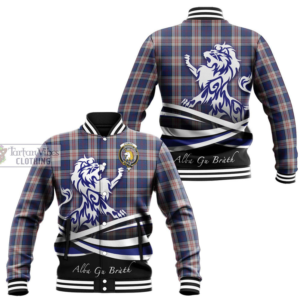 Stewart of Appin Hunting Dress Tartan Baseball Jacket with Alba Gu Brath Regal Lion Emblem Unisex - Tartanvibesclothing Shop