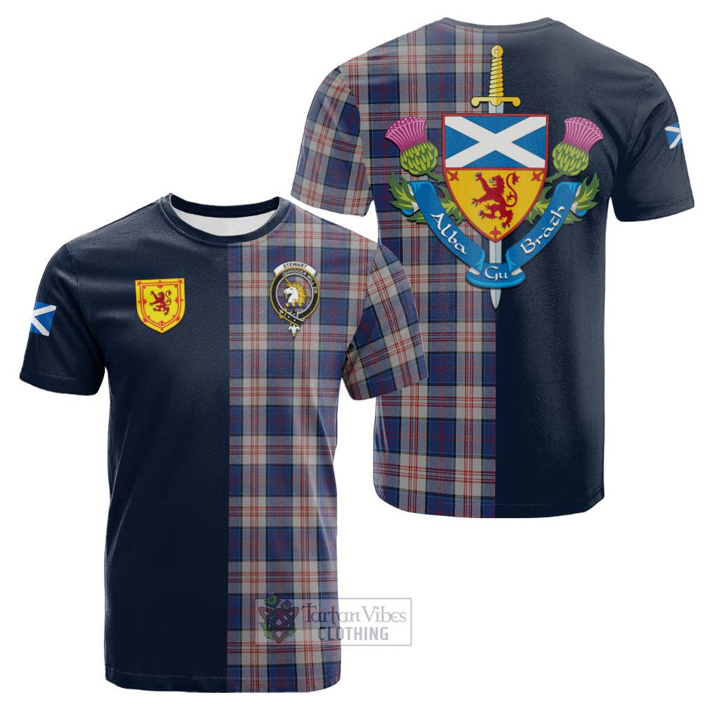 Tartan Vibes Clothing Stewart of Appin Hunting Dress Tartan Cotton T-shirt with Scottish Lion Royal Arm Half Style