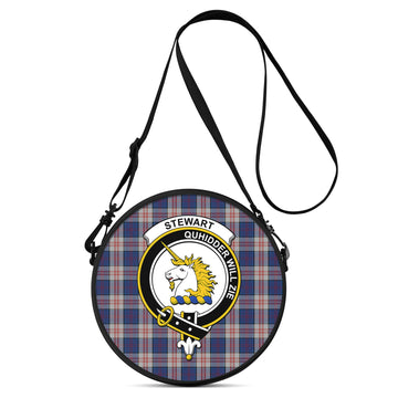 Stewart of Appin Hunting Dress Tartan Round Satchel Bags with Family Crest