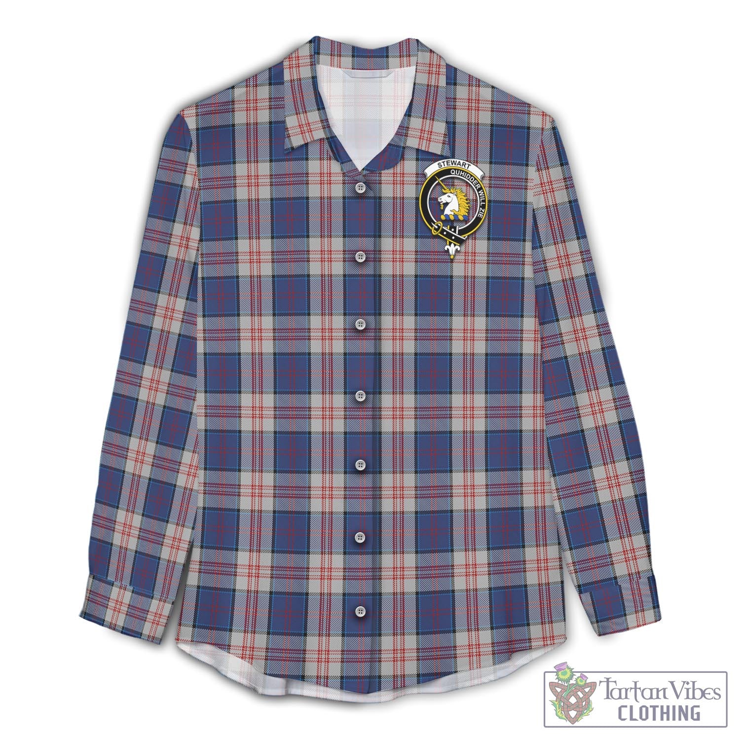 Tartan Vibes Clothing Stewart of Appin Hunting Dress Tartan Womens Casual Shirt with Family Crest