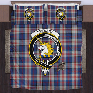 Stewart of Appin Hunting Dress Tartan Bedding Set with Family Crest