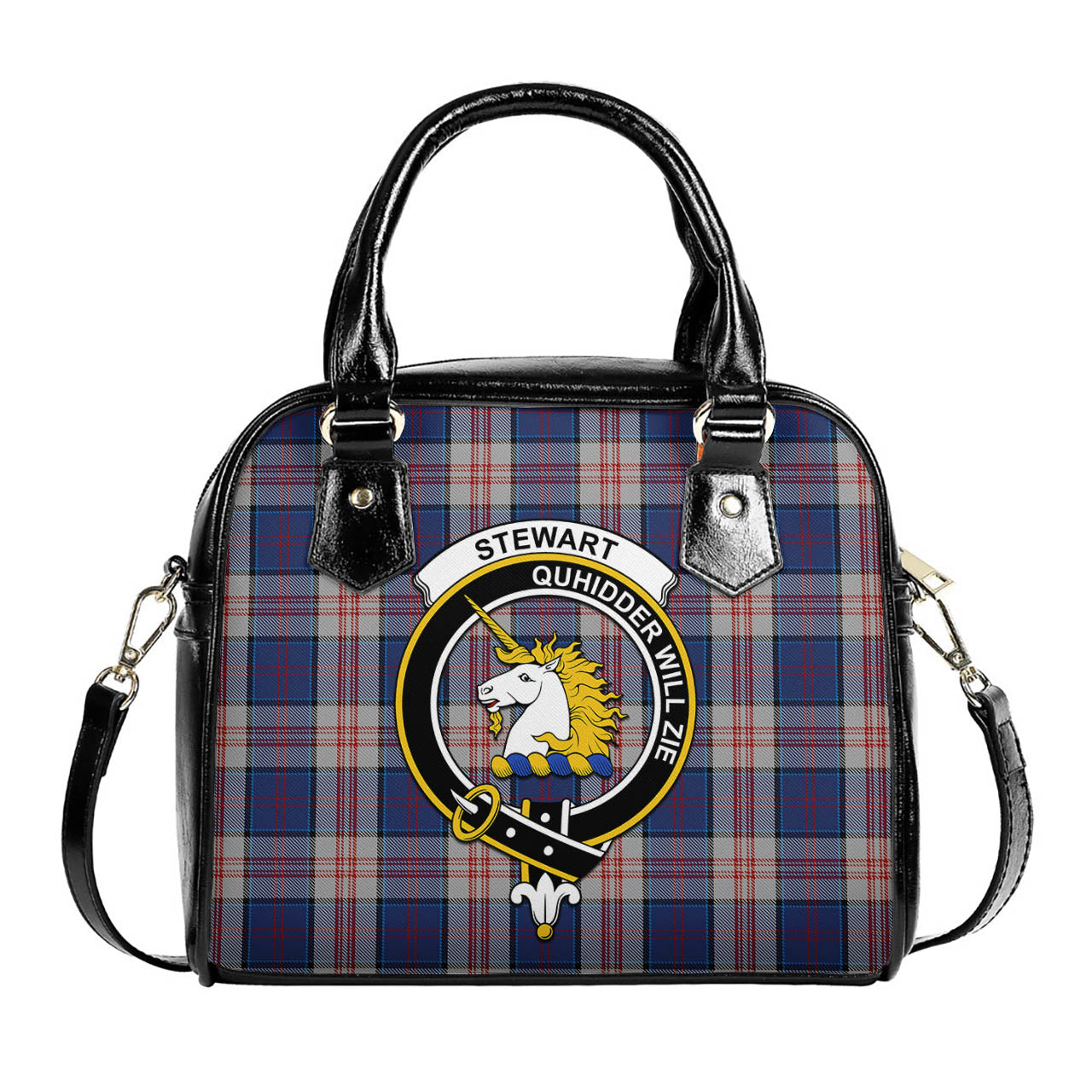 Stewart of Appin Hunting Dress Tartan Shoulder Handbags with Family Crest One Size 6*25*22 cm - Tartanvibesclothing