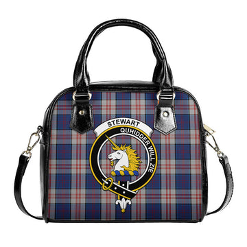 Stewart of Appin Hunting Dress Tartan Shoulder Handbags with Family Crest