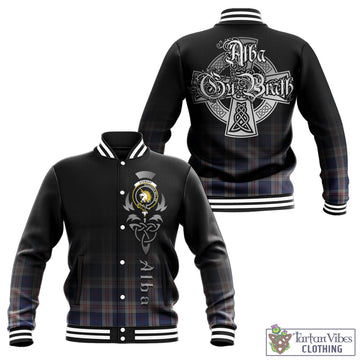 Stewart of Appin Hunting Dress Tartan Baseball Jacket Featuring Alba Gu Brath Family Crest Celtic Inspired