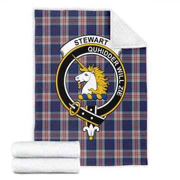 Stewart of Appin Hunting Dress Tartan Blanket with Family Crest