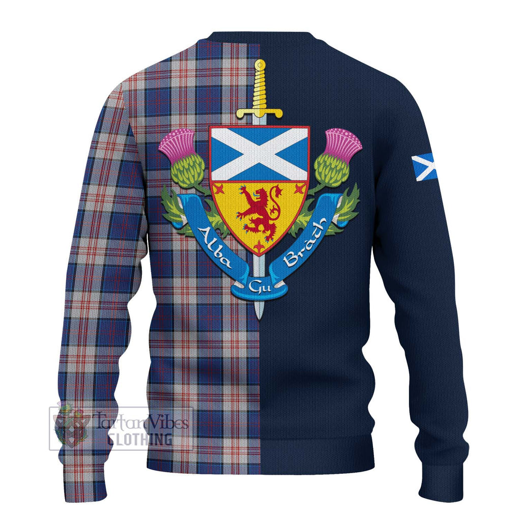 Tartan Vibes Clothing Stewart of Appin Hunting Dress Tartan Knitted Sweater with Scottish Lion Royal Arm Half Style