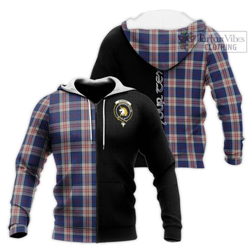 Stewart of Appin Hunting Dress Tartan Knitted Hoodie with Family Crest and Half Of Me Style