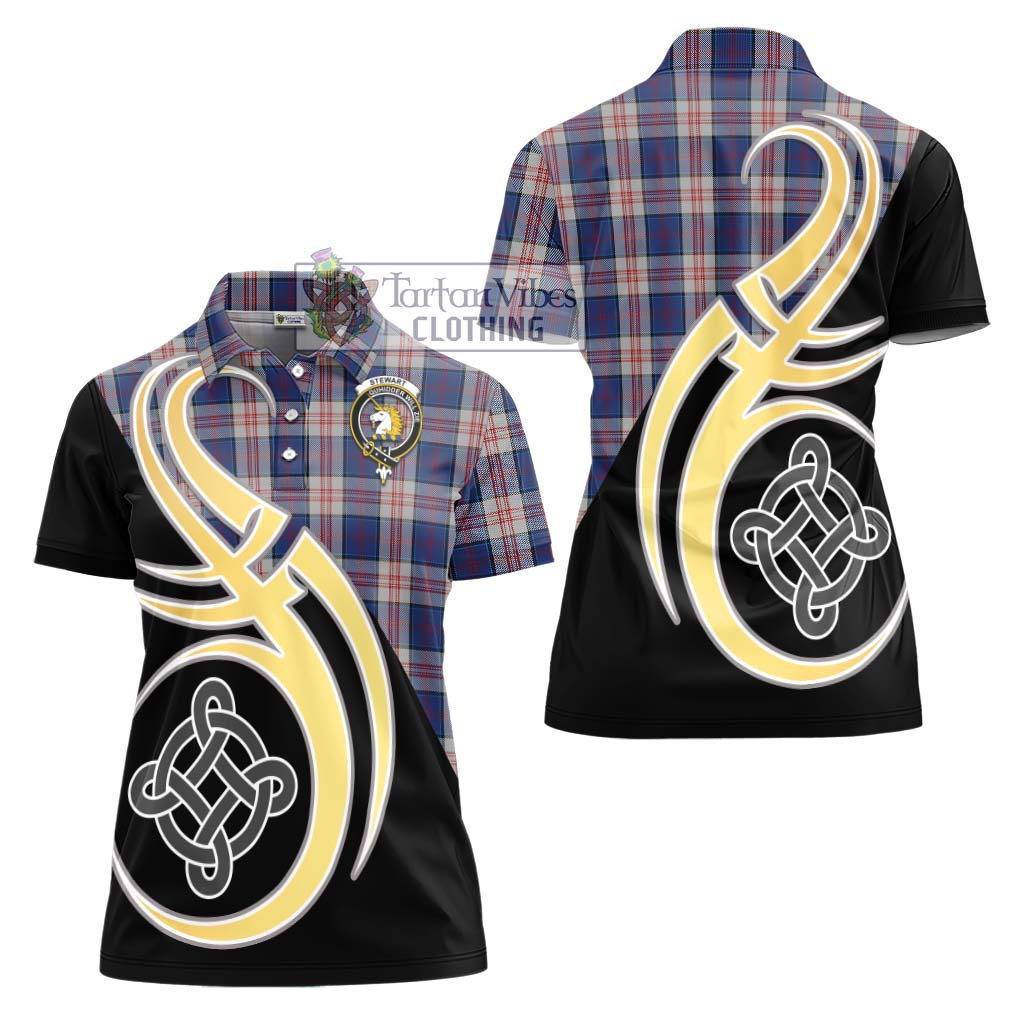 Stewart of Appin Hunting Dress Tartan Women's Polo Shirt with Family Crest and Celtic Symbol Style - Tartan Vibes Clothing