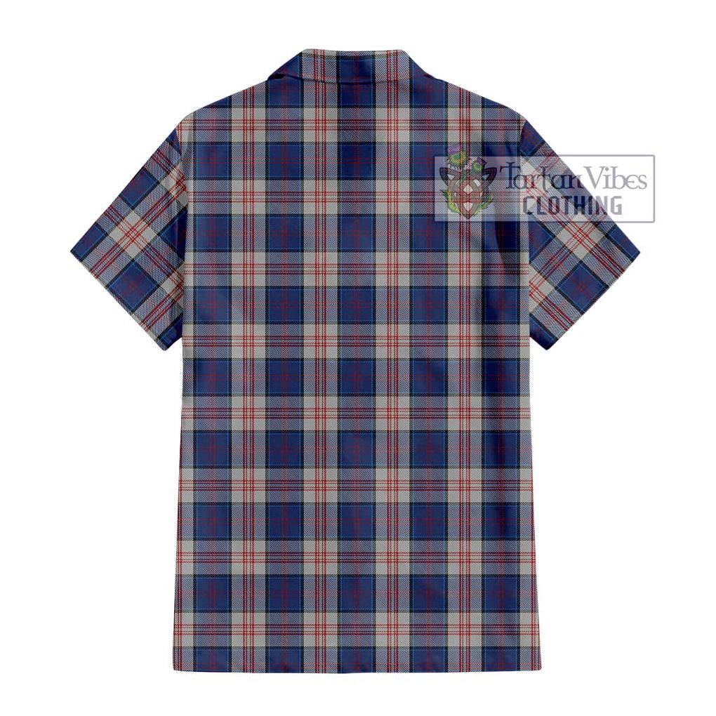 Stewart of Appin Hunting Dress Tartan Short Sleeve Button Shirt with Family Crest DNA In Me Style - Tartanvibesclothing Shop