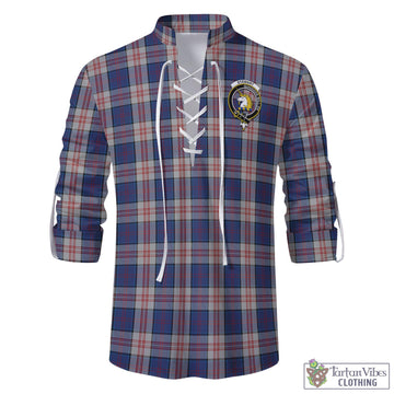 Stewart of Appin Hunting Dress Tartan Men's Scottish Traditional Jacobite Ghillie Kilt Shirt with Family Crest