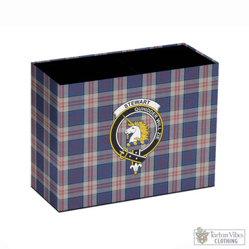 Stewart of Appin Hunting Dress Tartan Pen Holder with Family Crest