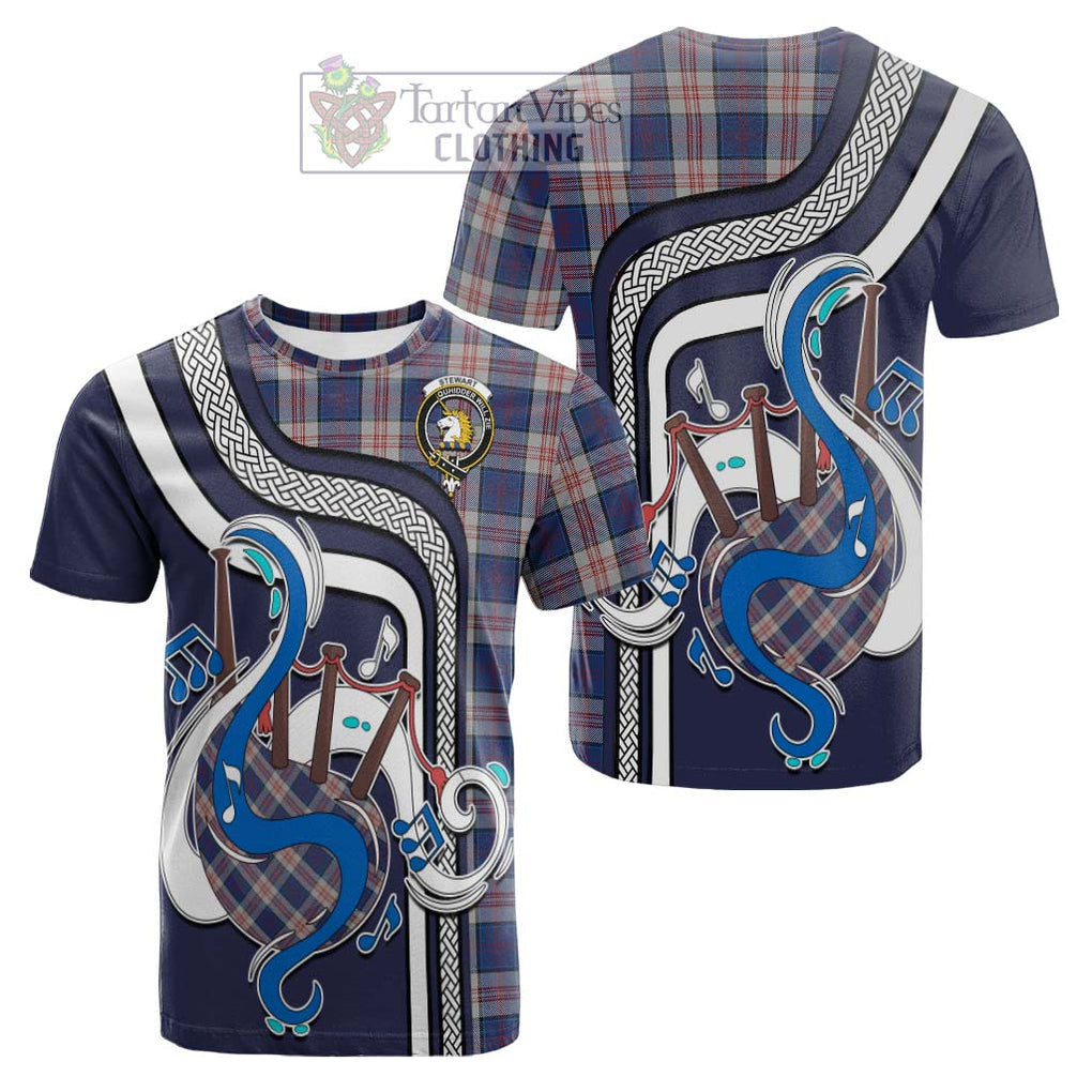 Tartan Vibes Clothing Stewart of Appin Hunting Dress Tartan Cotton T-shirt with Epic Bagpipe Style