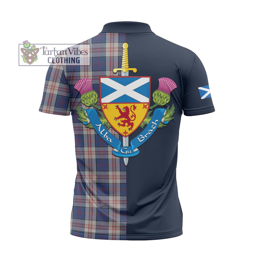 Tartan Vibes Clothing Stewart of Appin Hunting Dress Tartan Zipper Polo Shirt with Scottish Lion Royal Arm Half Style