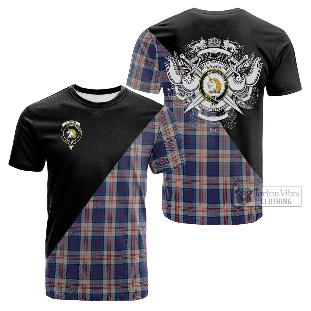 Tartan Vibes Clothing Stewart of Appin Hunting Dress Tartan Cotton T-shirt with Family Crest and Military Logo Style