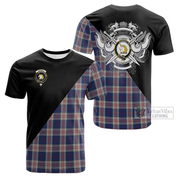 Stewart of Appin Hunting Dress Tartan Cotton T-shirt with Family Crest and Military Logo Style