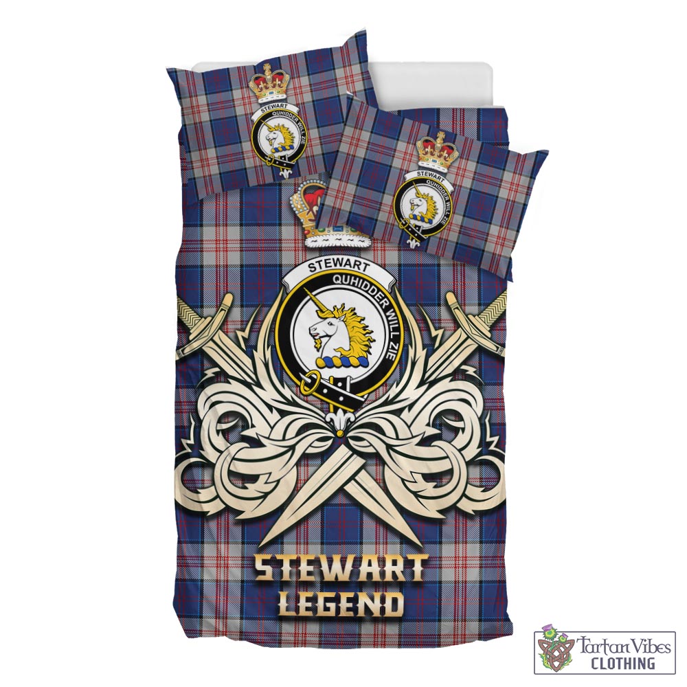 Tartan Vibes Clothing Stewart of Appin Hunting Dress Tartan Bedding Set with Clan Crest and the Golden Sword of Courageous Legacy