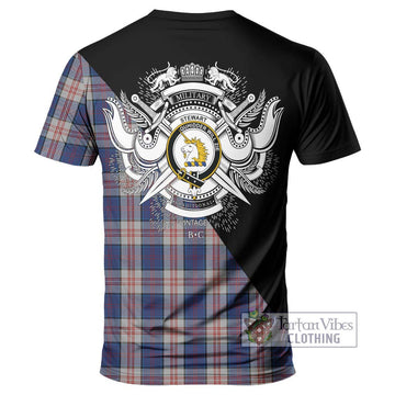 Stewart of Appin Hunting Dress Tartan T-Shirt with Family Crest and Military Logo Style