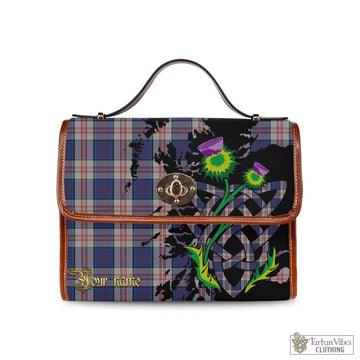 Stewart of Appin Hunting Dress Tartan Waterproof Canvas Bag with Scotland Map and Thistle Celtic Accents