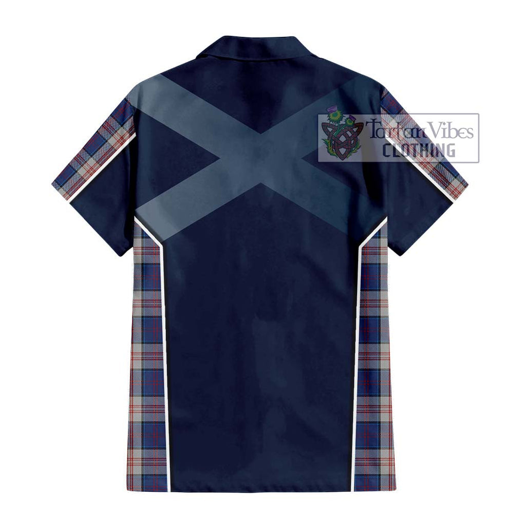 Stewart of Appin Hunting Dress Tartan Short Sleeve Button Shirt with Family Crest and Lion Rampant Vibes Sport Style - Tartan Vibes Clothing