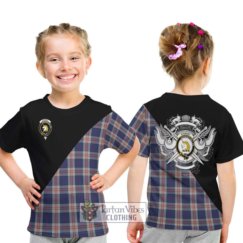 Stewart of Appin Hunting Dress Tartan Kid T-Shirt with Family Crest and Military Logo Style - Tartanvibesclothing Shop