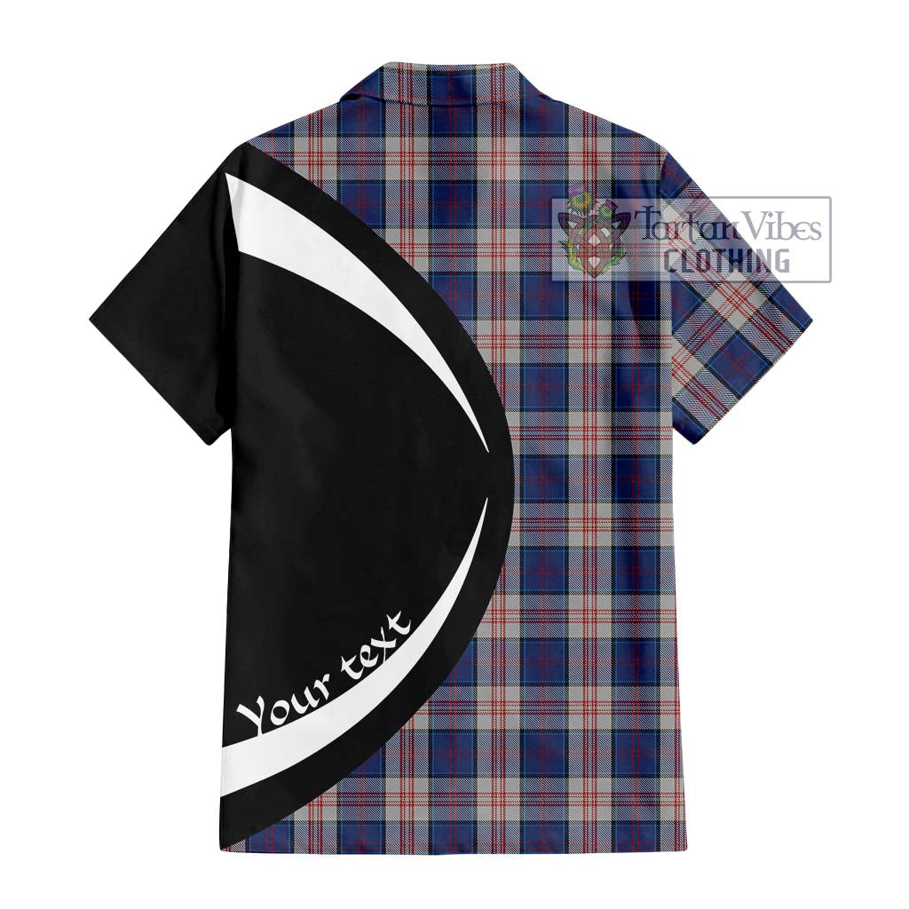 Stewart of Appin Hunting Dress Tartan Short Sleeve Button Up with Family Crest Circle Style - Tartan Vibes Clothing